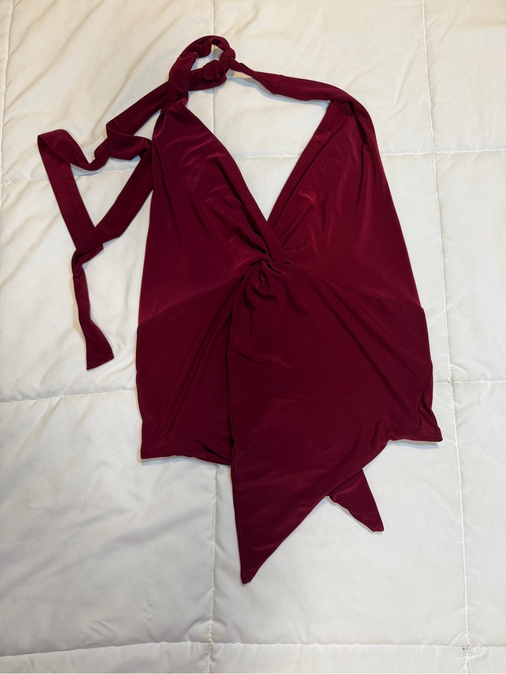 Windsor Deep Red Twist-Front Halter Camisole